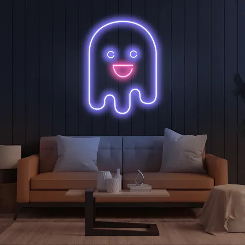 Ghost Cartoon Vertical Neon Sign - Custom Pro Prints