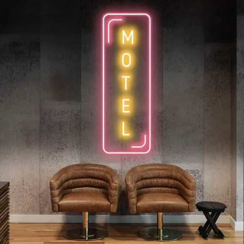 Motel Vertical Neon Sign - Custom Pro Prints