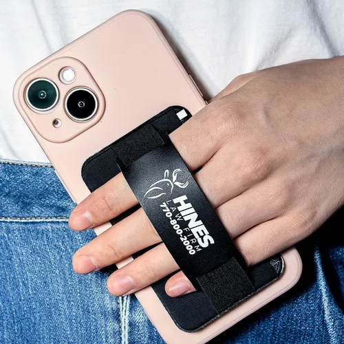 Leather Phone Wallet with Hand Grip - Stealth Patches
