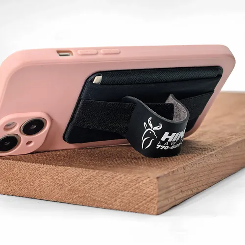 Leather Phone Wallet with Hand Grip - Stealth Patches