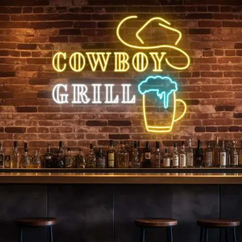 Cowboy Grill Neon Sign - Custom Pro Prints
