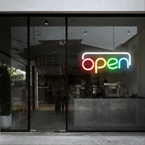 Open Multicolor Neon Sign - Custom Pro Prints