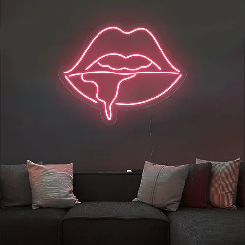 Dripping Lips Neon Sign - Custom Pro Prints