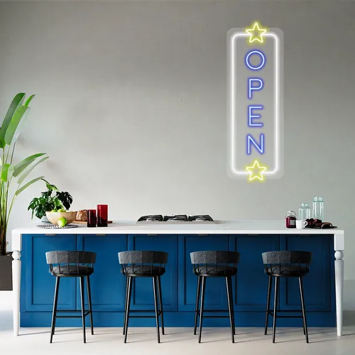 Custom Vertical Neon Open Signs - Stealth Pins