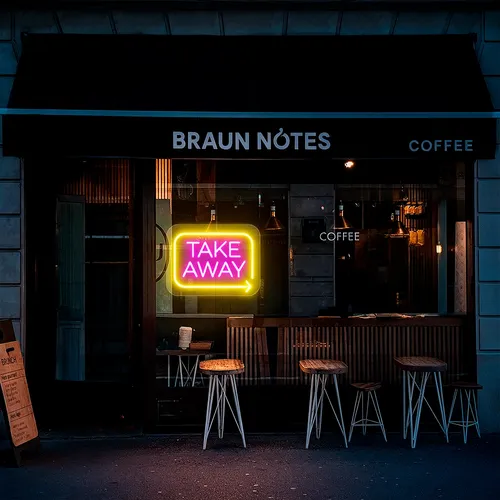 Custom Take Away Neon Signs - Hand Fans Now