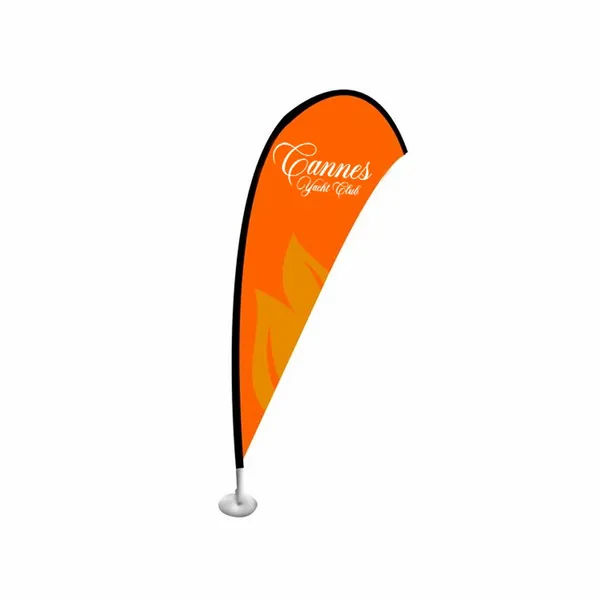 Three vertical promotional banners stand side by side, displaying different brand logos and designs on a plain background. The banners are commonly used for marketing at events or locations.