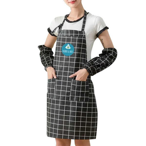 Cotton Linen Plaid Apron Set - Tote Bags Now