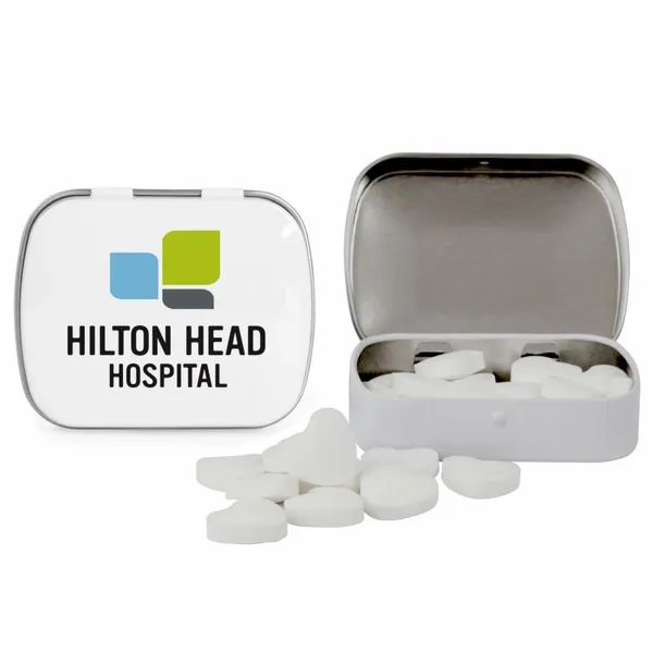 Domed Tin with Heart Shaped Mints - Hand Fans Now