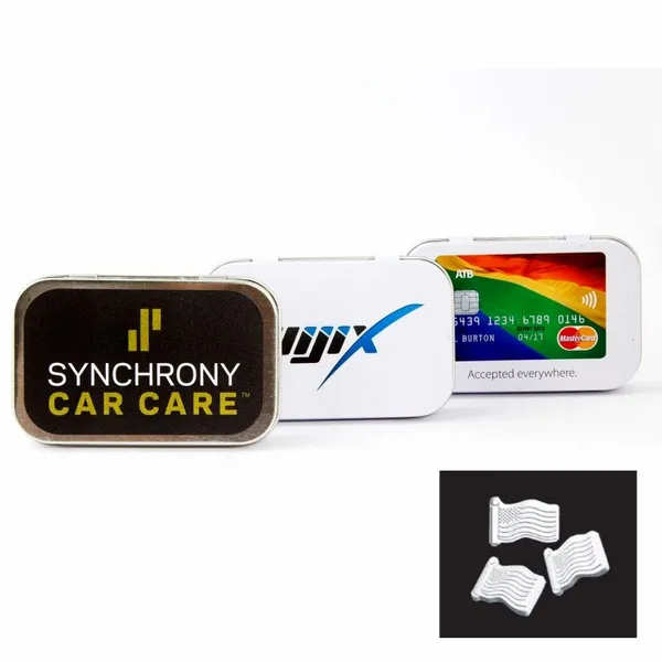 Rectangular Tin with American Flag Shaped Mints - Custom Pro Prints