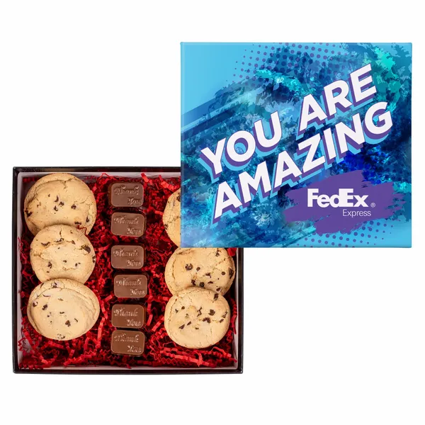 Chocolate Chip Cookies and Molded Chocolates in Gift Box - Custom Pro Prints