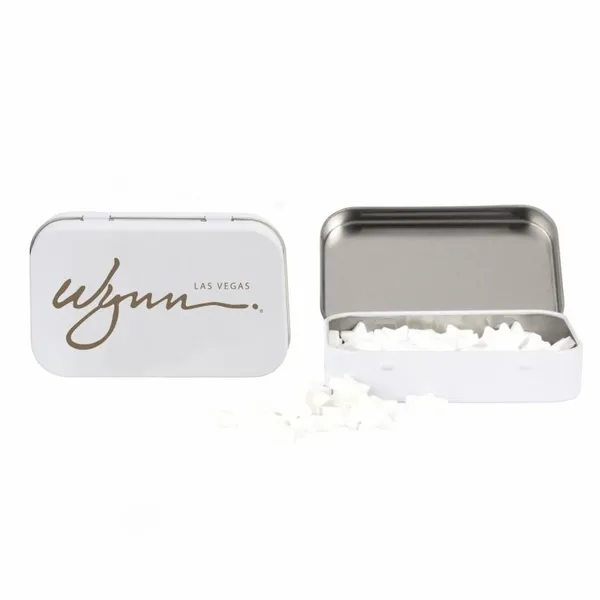 Rectangular Tin with Star Shaped Mints - Hand Fans Now