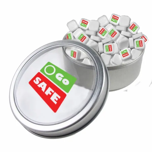 Large Top View Tin - Imprinted Square Mints - Hand Fans Now
