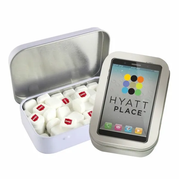 Rectangular Tin with Imprinted Square Mints - Bobbleheads Now