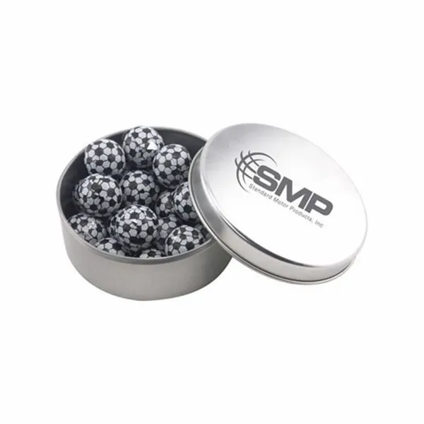 Round Tin with Chocolate Soccer Balls - SBF3000 - Custom Pro Prints