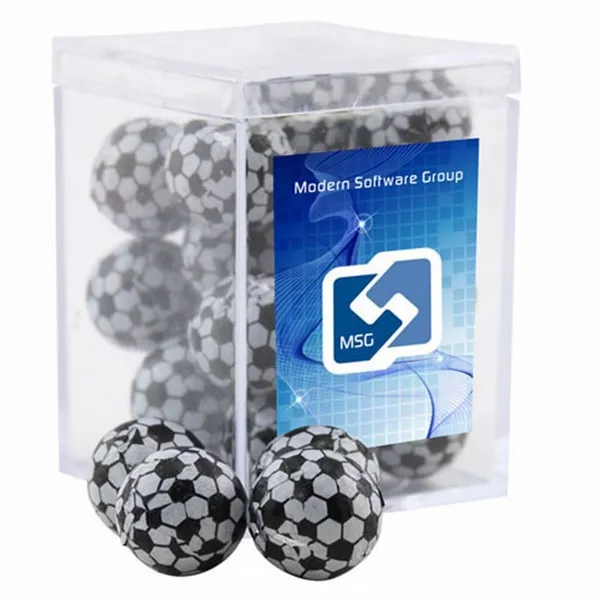 Acrylic Box with Chocolate Soccer Balls - Small - Hand Fans Now