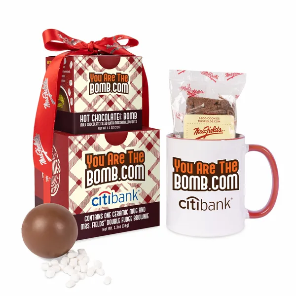 Mrs. Fields Mug, Brownie, Hot Chocolate Bomb Gift Set - Custom Pro Prints