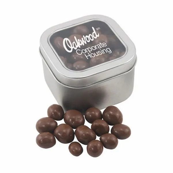 Window Tin with Chocolate Peanuts - Hand Fans Now
