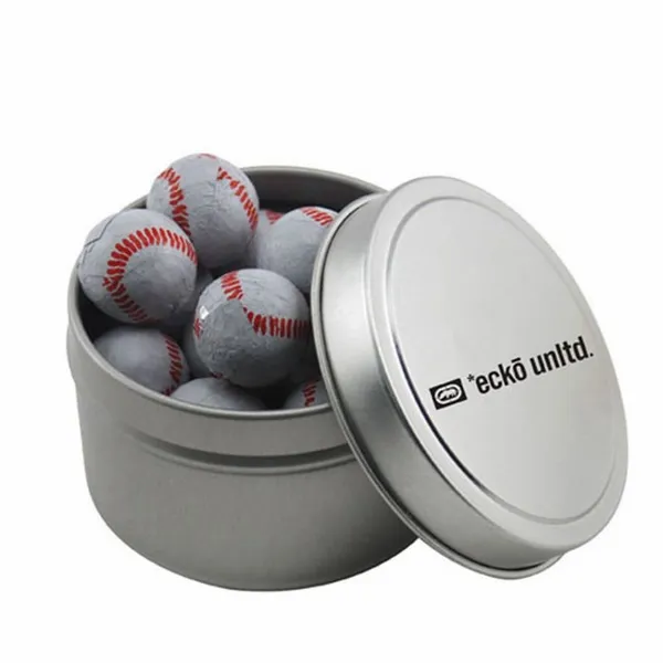 Round Tin with Chocolate Baseballs - SBF3100 - Custom Shoe Charm