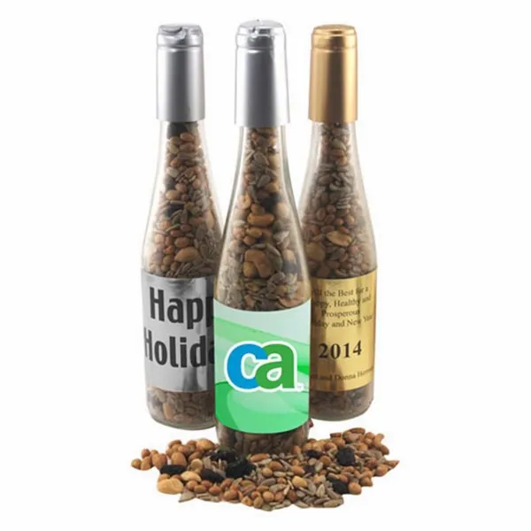 Champagne Bottle with Trail Mix 11" - Hand Fans Now