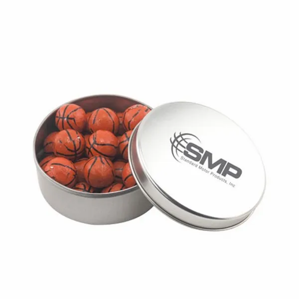 Round Tin with Chocolate Basketballs - SBF3000 - Custom Pro Prints