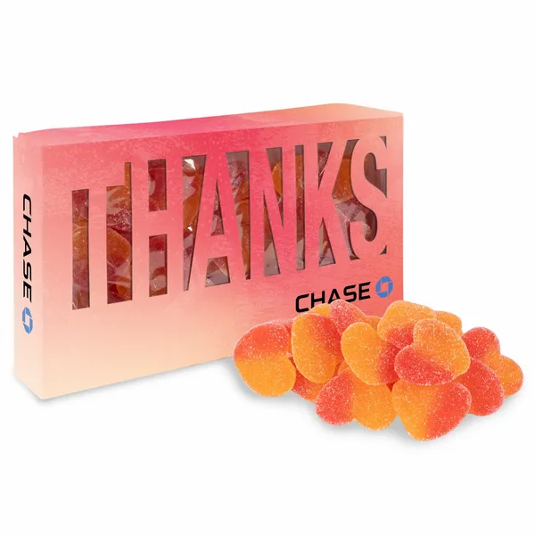 Thanks Die Cut Box with Sour Peachy Hearts - Custom Pro Prints