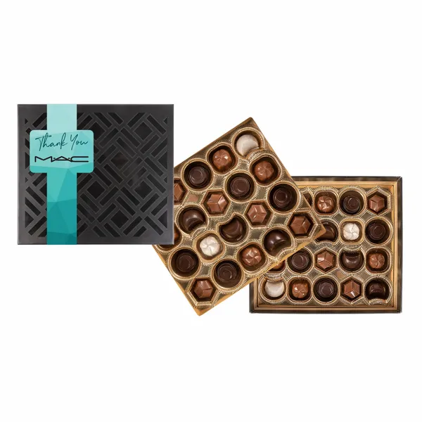 Gourmet Truffles Gift Box w/ Square Full Color Band - 40 pc - Custom Tees Today