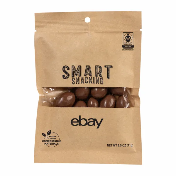 FairTrade Milk Chocolate Almonds in Compostable Kraft Pouch - Custom Pro Prints