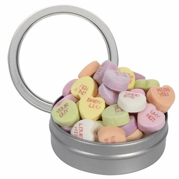 Short Round Tin with Conversation Hearts - Custom Tees Today