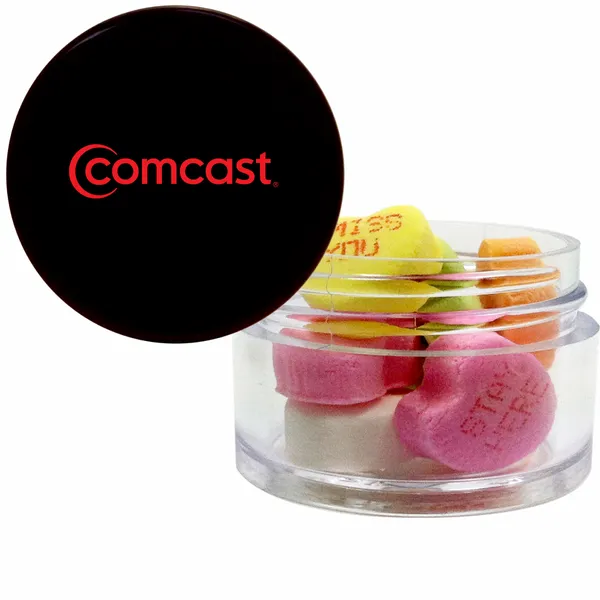 Twist top container filled with Conversation Hearts - Custom Tees Today