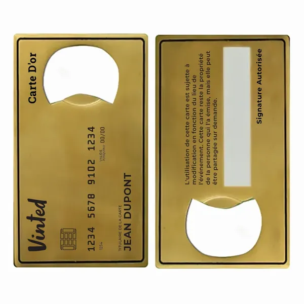 Décapsuleurs en forme de carte dorée - Imprint Now - FR