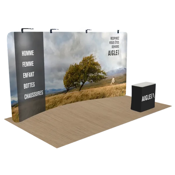 Présentoir d'exposition zippé courbé 6,1 m x 2,4 m - Imprint Now - FR