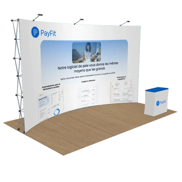 Présentoir incurvé Pop-up 6 x 3 m - Imprint Now - FR