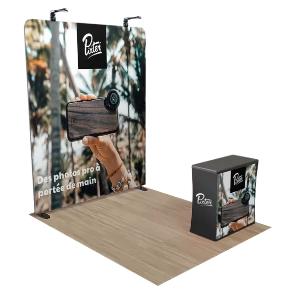 Présentoir d'exposition zippé personnalisé avec cadre en aluminium 2,4 x 2,4 m - Imprint Now - FR