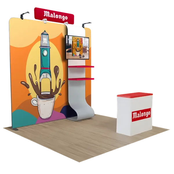 Présentoir média avec support TV 3 m x 3 m - Imprint Now - FR