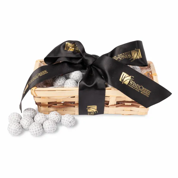 Gift Basket with Chocolate Golf Balls - Custom Shoe Charm
