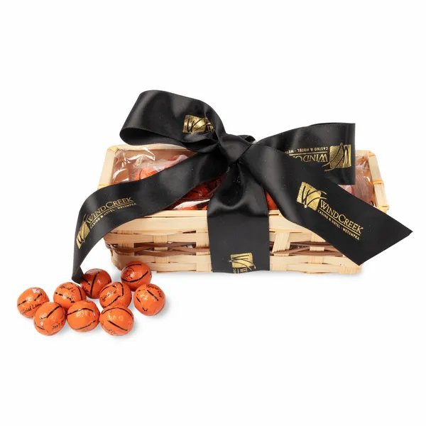 Gift Basket with Chocolate Basketballs - Hand Fans Now