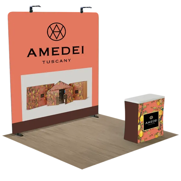 Espositore per Fiere con Zip Personalizzato Tessuto di Tensione 3,1 m x 2,4 m - Imprint Now - IT