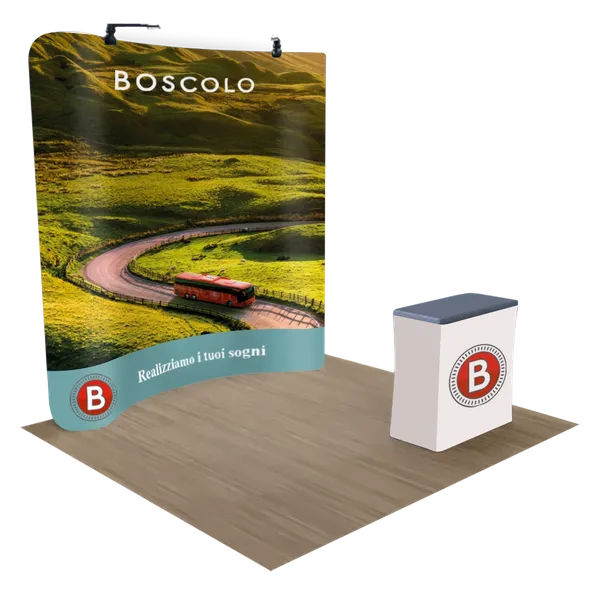 Espositore Curvo con Zip da 3 m x 2,4 m - Imprint Now - IT