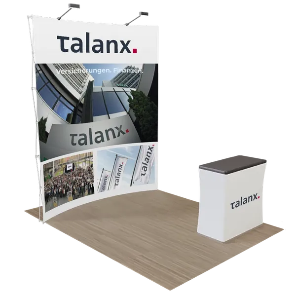 2,4 m x 2,4 m Gebogenes Pop-Up-Display - Imprint Now - DE