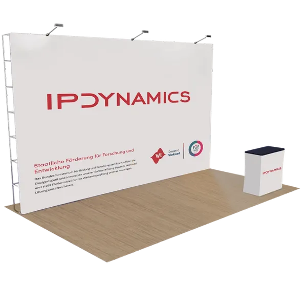 Individuelles Pop-Up Messedisplay 6,1 m x 3 m - Imprint Now - DE