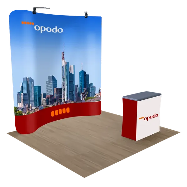 Individuelles Curved Zip-Up Messe-Display Spannstoff 3,1 m x 2,4 m - Imprint Now - DE