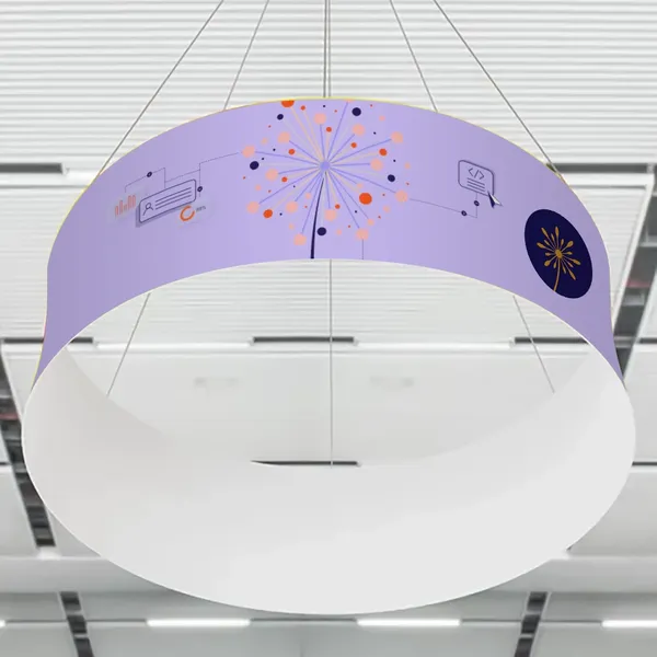 Individuelle Hängeschilder für Messestände - Kreis - Imprint Now - DE