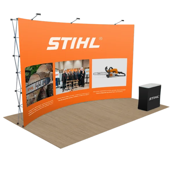 Individueller Gebogener Pop-Up-Display-Stand 6,1 m x 3 m - Imprint Now - DE
