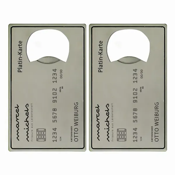 Platin-Flaschenöffner in Kartenform - Imprint Now - DE