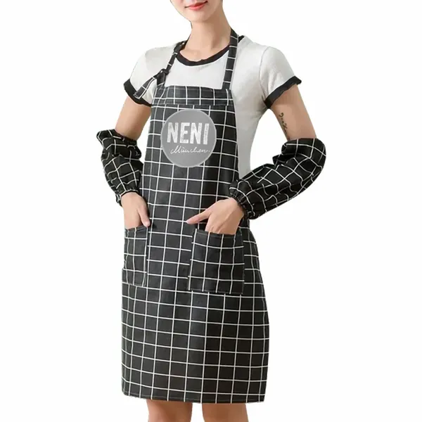 Baumwoll-Leinenschürze mit Karomuster - Imprint Now - DE