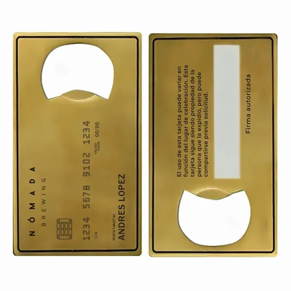 Abrebotellas Dorado con Forma de Tarjeta - Imprint Now - ES