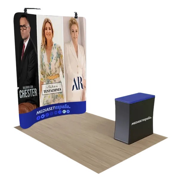 Expositor Curvado con Cremallera Para Ferias de 2,4 m x 2,4 m - Imprint Now - ES