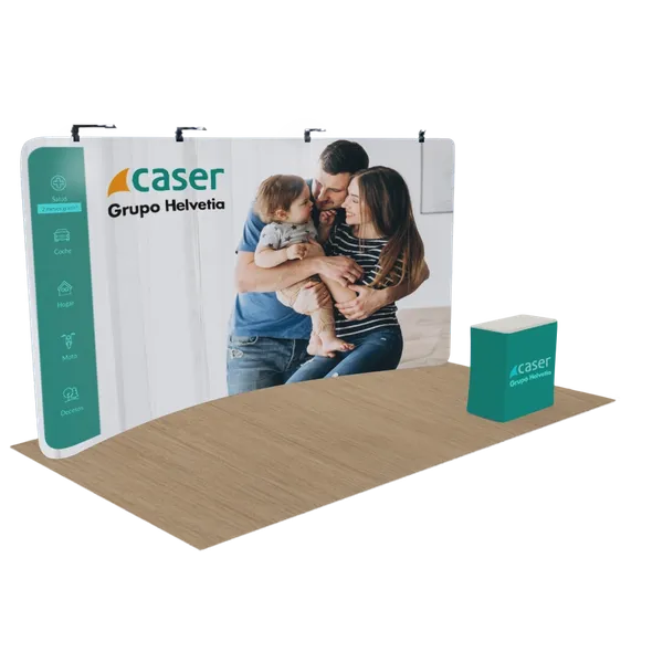 Expositor de Cremallera Curvado Personalizado 6,1 m x 2,4 m - Imprint Now - ES