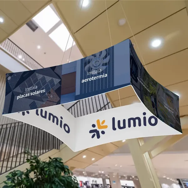 Pancartas Colgantes para Ferias Personalizadas - Cuadrado Curvo - Imprint Now - ES