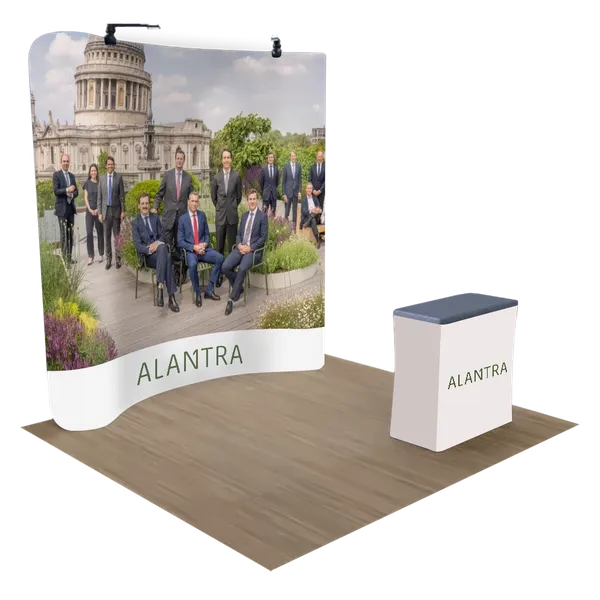 Expositor Curvado con Cremallera Para Ferias y Exposiciones 3,1 m x 2,4 m Tension Fabric - Imprint Now - ES